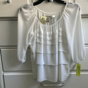 White ruffled blouse NWT